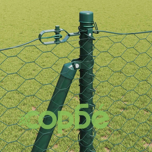 Оградна мрежа с колчета зелена 1,2 x 100 м PVC покрита стомана ➤ топ цена ➤ sorbe.bg
