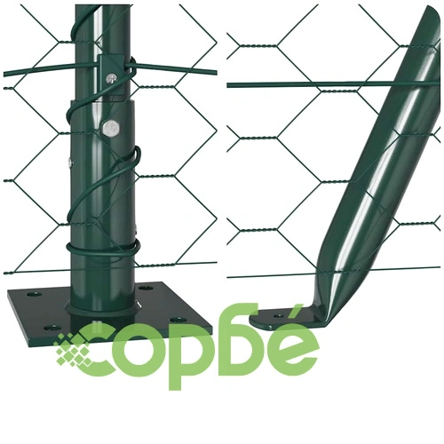 Шестоъгълна ограда с колчета зелена 1.5 x 100 м PVC покрита стомана ➤ топ цена ➤ sorbe.bg