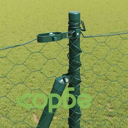 Шестоъгълна ограда с колчета зелена 1.5 x 100 м PVC покрита стомана ➤ топ цена ➤ sorbe.bg