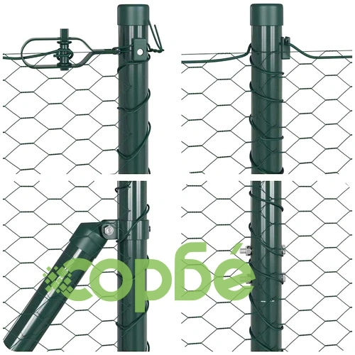 Шестоъгълна ограда с колчета зелена 1.6x100 м PVC покрита стомана ➤ топ цена ➤ sorbe.bg
