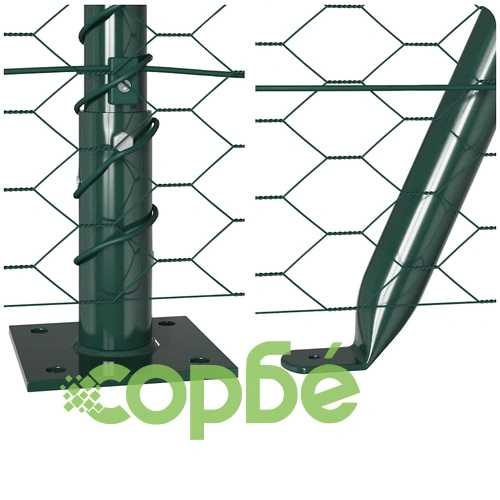 Шестоъгълна ограда с колчета зелена 1.6x100 м PVC покрита стомана ➤ топ цена ➤ sorbe.bg