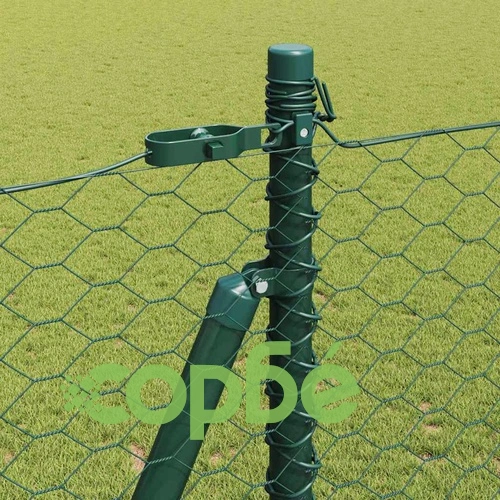 Шестоъгълна ограда с колчета зелена 1.6x100 м PVC покрита стомана ➤ топ цена ➤ sorbe.bg