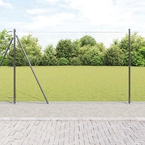Ограда с шестоъгълни панели сива 1.5 x 10 m от PVC покрита стомана