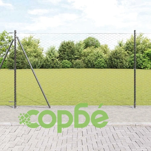 Ограда с шестоъгълни панели сива 1.5 x 10 m от PVC покрита стомана ➤ топ цена ➤ sorbe.bg