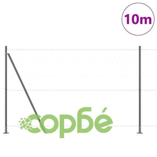Ограда с шестоъгълни панели сива 1.5 x 10 m от PVC покрита стомана ➤ топ цена ➤ sorbe.bg