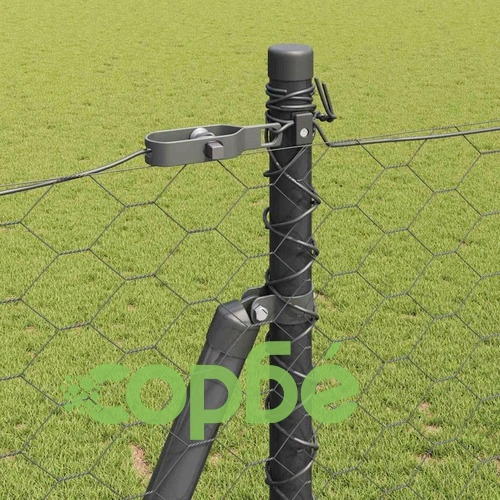 Ограда с шестоъгълни панели сива 1.5 x 10 m от PVC покрита стомана ➤ топ цена ➤ sorbe.bg