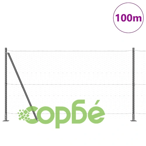 Ограда с шестоъгълна мрежа сива 1.2 x 100 m от PVC покрита стомана ➤ топ цена ➤ sorbe.bg