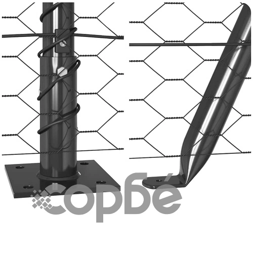 Шестоъгълна оградна мрежа с бетонна основа 100 x 1,6 м, Сиво, PVC-покрита стомана ➤ топ цена ➤ sorbe.bg