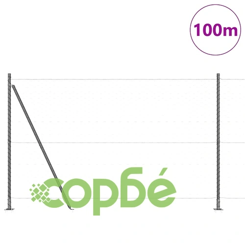 Шестоъгълна оградна мрежа с бетонна основа 100 x 1,6 м, PVC-покрита стомана, Сива ➤ топ цена ➤ sorbe.bg