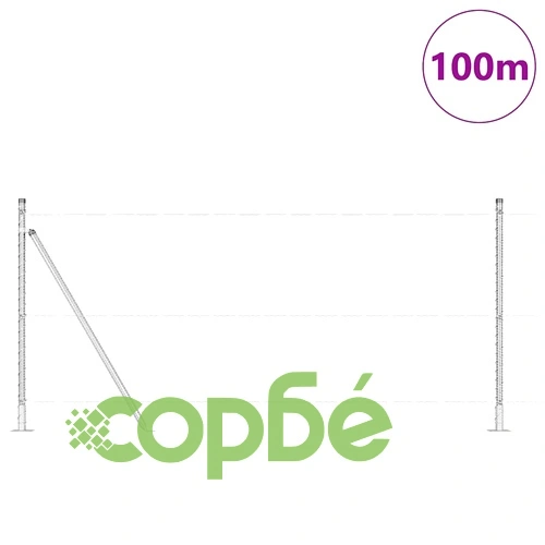 Ограда с колчета от поцинкована стомана с PVC покритие 1x100 м сребриста ➤ топ цена ➤ sorbe.bg