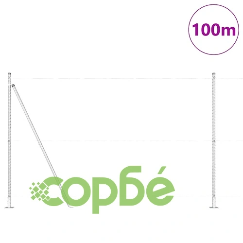 Ограда с шестоъгълни отвори 1.4 x 100 m PVC покрита стомана сребриста ➤ топ цена ➤ sorbe.bg