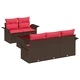 Градински комплект за сядане 6 части от полиратан - бежово и червено