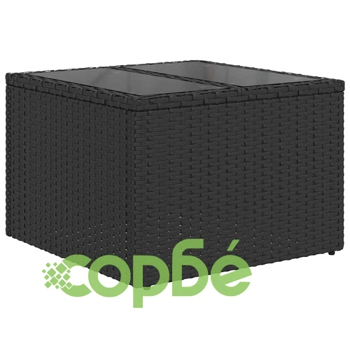 Градински комплект за сядане 7 части - полиратан, черен и тюркоазен ➤ топ цена ➤ sorbe.bg