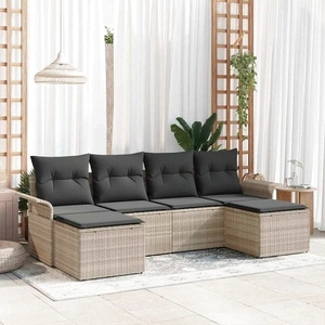 Градински комплект мебели 6 части светлосив полиратан 251x117x85 см