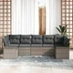 Градински комплект 7 части полиратан светлосив 289x132.5x85 см