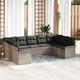 Градински комплект мебели 9 части светлосиво полиратан 289x187.5x85 см