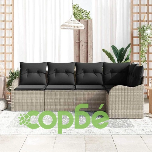 Градински комплект мебели 5 части светлосиво полиратан 232.5x122.5x85 см ➤ топ цена ➤ sorbe.bg
