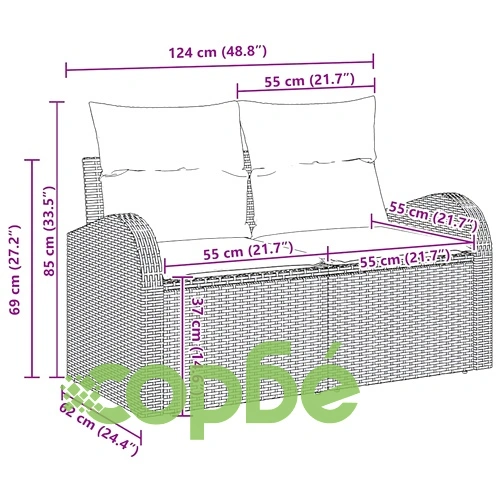 Градински комплект мебели 9 части полиратан черен 55 x 55 x 37 см ➤ топ цена ➤ sorbe.bg