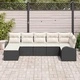 Градински Софа Комплект 7 части от Полиратан Черен 289x124x85 см