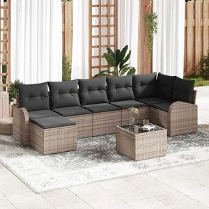 Градински комплект софа 8 части сив полиратан 289x124x85 см