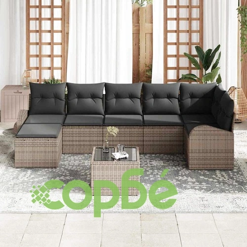 Градински комплект софа 8 части сив полиратан 289x124x85 см ➤ топ цена ➤ sorbe.bg