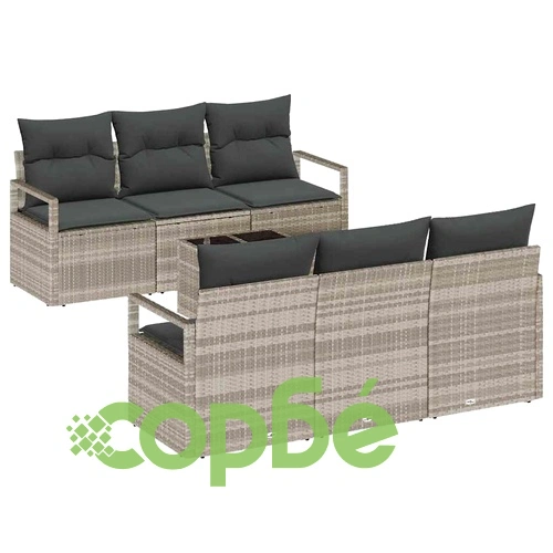 Градински комплект мебели 7 части полиратан светлосиво и тъмносиво ➤ топ цена ➤ sorbe.bg