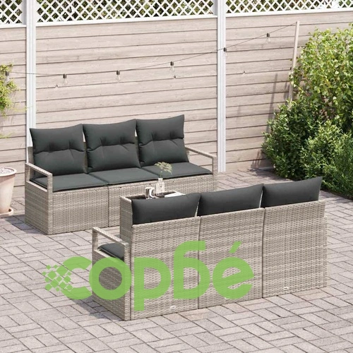 Градински комплект мебели 7 части полиратан светлосиво и тъмносиво ➤ топ цена ➤ sorbe.bg