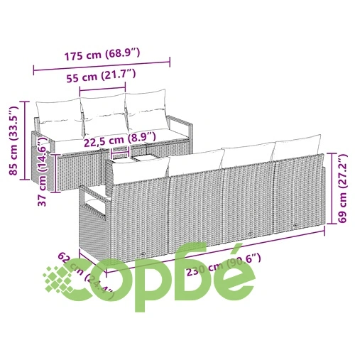 Градински комплект мебели 8 части полиратан светло и тъмно сиво 44.4 кг ➤ топ цена ➤ sorbe.bg