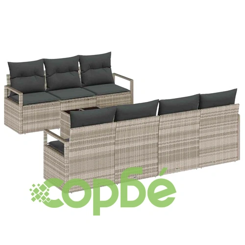 Градински комплект мебели 8 части полиратан светло и тъмно сиво 44.4 кг ➤ топ цена ➤ sorbe.bg