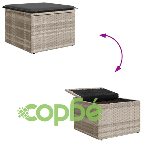 Градински комплект от полиратан 6 части с възглавници светлосив 55x55 см ➤ топ цена ➤ sorbe.bg