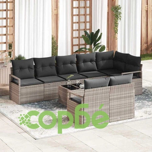 Градински модулен диван комплект 9 части с възглавници полиратан светлосив ➤ топ цена ➤ sorbe.bg