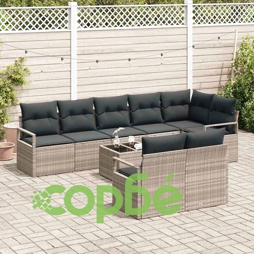 Градински модулен диван комплект 9 части с възглавници полиратан светлосив ➤ топ цена ➤ sorbe.bg