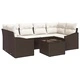 Градински комплект 7 части полиратан кафяв и кремав 55x55x37 см