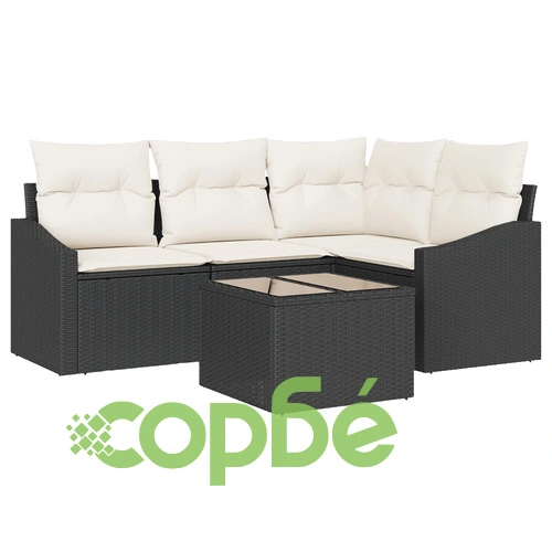 Градински Комплект от 5 Части с Диван от Натурален Ратан в Бежов Цвят ➤ топ цена ➤ sorbe.bg