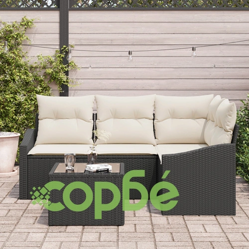 Градински Комплект от 5 Части с Диван от Натурален Ратан в Бежов Цвят ➤ топ цена ➤ sorbe.bg