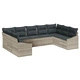 Градински Диван Комплект 9 Части от Синтетичен Полиратан в Сив Цвят