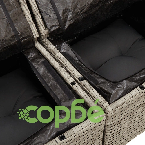 Градински Диван Комплект 9 Части от Синтетичен Полиратан в Сив Цвят ➤ топ цена ➤ sorbe.bg