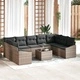 9-местен градински комплект от полиратан с възглавници - светлосиво