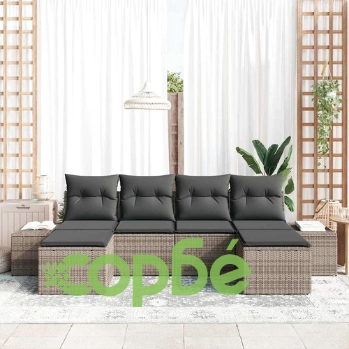 Градински комплект мебели 6 части полиратан сив 184x62x85 см ➤ топ цена ➤ sorbe.bg