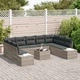 Градински диван комплект 10 части полиратан светлосив 289x209x85 см