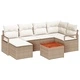 Градински комплект мебели 7 части с възглавници бежов полиратан акация