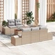 Градински модулен диван комплект 6 части с възглавници бежов полиратан акация