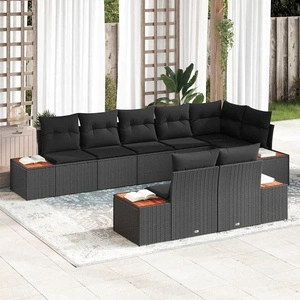 Градински комплект мебели 8 части черен полиратан 319x154x85 см