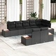 Градински комплект мебели 8 части черен полиратан 319x154x85 см