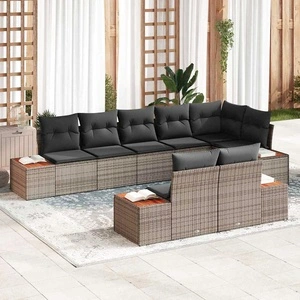 Градински комплект мебели 8 части сив полиратан 319x154x85 см