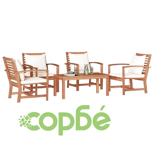 Градински Комплект от 5 Части с Маса и Столове от Масивно Тиково Дърво ➤ топ цена ➤ sorbe.bg