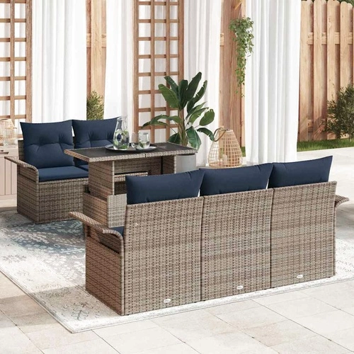Градински комплект диван 6 части от полиратан - сив ➤ топ цена ➤ sorbe.bg