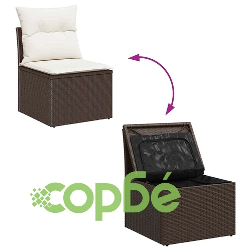 Градински комплект мебели 8 части полиратан кафяв 100x55x73 см с възглавници ➤ топ цена ➤ sorbe.bg