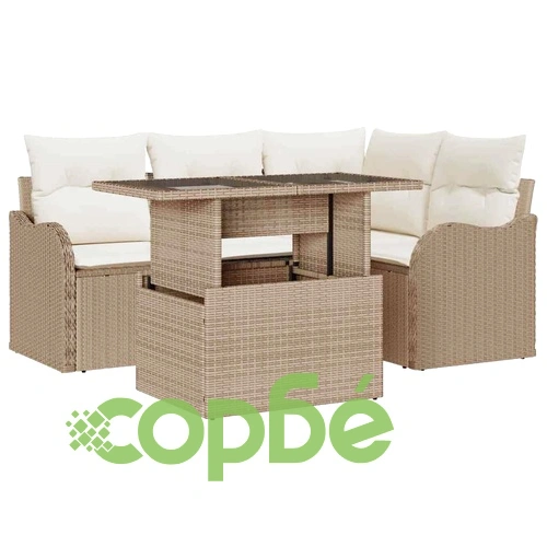 Градински комплект мебели 5 части полиратан бежов 100x55x73 см с възглавници ➤ топ цена ➤ sorbe.bg