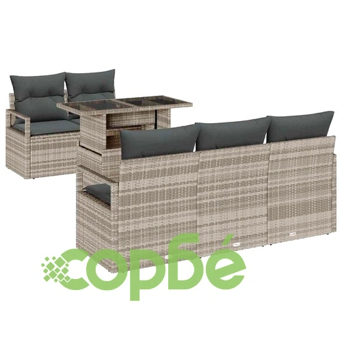 Градински комплект мебели 6 части светлосиво полиратан 100x55x73 см ➤ топ цена ➤ sorbe.bg